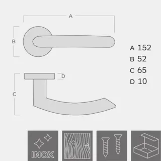 KVAKA KUBO INOX CRNA ROZETA CILINDAR 29421 