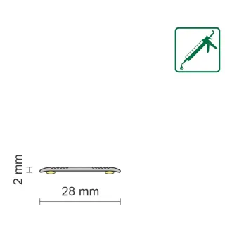 ALU PROFIL SIMPLE-FIX 23 90/SREBRNI SAMOLJEPLJIVI PRIJELAZNI RAVNI 28mm 