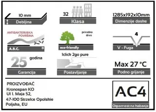LAMINAT 10mm/Kl.32 SUBLIME VARIO 8461x FUGA HRAST SIVI MORITZ, RASPOLOŽIVO 3,454m2
