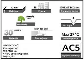 LAMINAT 12mm/Kl.33 KRONOSTEP V FUGA K224x HRAST WILD WEST, RASPOLOŽIVO 11,84m2