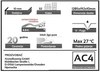LAMINAT 10mm/Kl.32 EXPERT CHIOCE V FUGA 5946x HRAST ROCKFORD, RASPOLOŽIVO 15,675m2