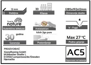 LAMINAT 12mm/Kl.33 MY ART K224 HRAST WILD WEST, RASPOLOŽIVO 5,92m2