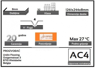 LAMINAT  8mm/Kl.32 ENDLESS 2V 917x LONG ISLAND RASPOLOŽIVO 9,846m2 