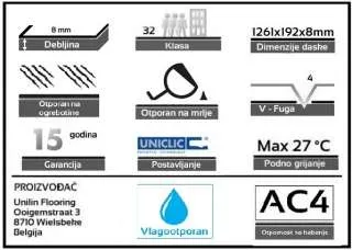 LAMINAT 8mm/Kl.32 LAMINATE 492x HRAST TAMNI, RASPOLOŽIVO 6,537m2