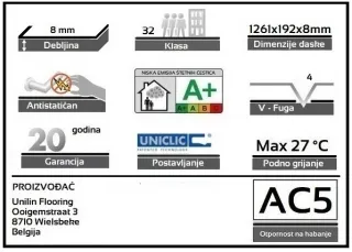 LAMINAT 8mm/Kl.32 LOC 336x LIGHTNING NATURAL HRAST, RASPOLOŽIVO 15,011m2