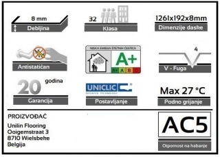 LAMINAT  8mm/Kl.32 LOC 371x SMOKE BROWN OAK, RASPOLOŽIVO 5,569m2 