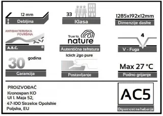 LAMINAT 12mm/Kl.33 FLOOR DREAMS VARIO V FUGA K060x ALABASTER SIVI, RASPOLOŽIVO 4,676 m2
