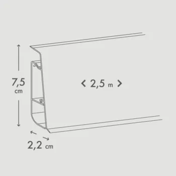 PVC LETVICA ZA LAMINAT HI LINE PRESTIGE 75mm P089/P9003 BIJELA 2,5m R123/R109 