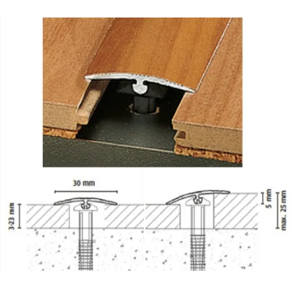 ALU PROFIL DOWEL-FIX 1 90/SREBRNI PRIJELAZNI ZAOBLJENI 30mm 