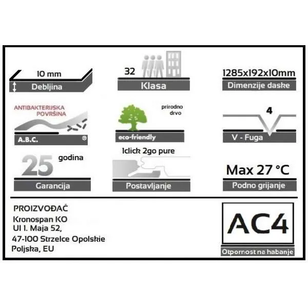 LAMINAT 10mm/Kl.32 SUBLIME VARIO V FUGA 8199 HRAST ALPSKI  p=1,72704 m2 