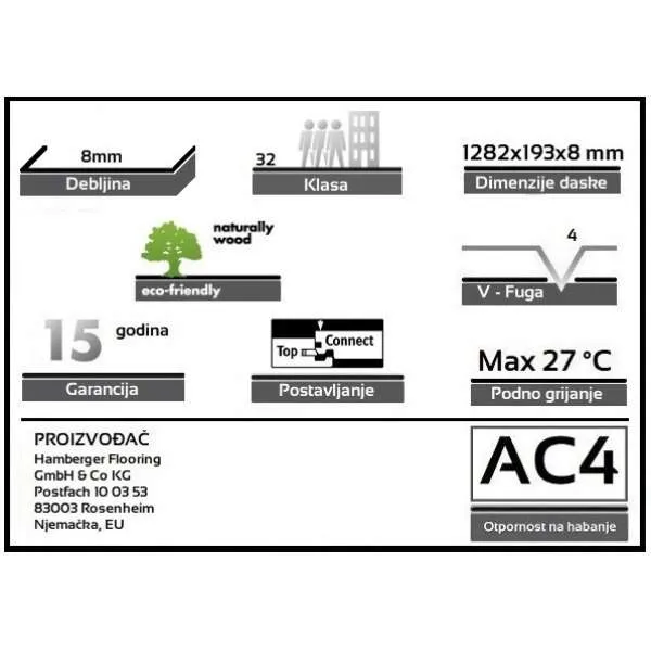 LAMINAT  8mm/Kl.32 HARO DAILY EDITION 541 346 HRAST CALLA NATURE p=1,98 m2 