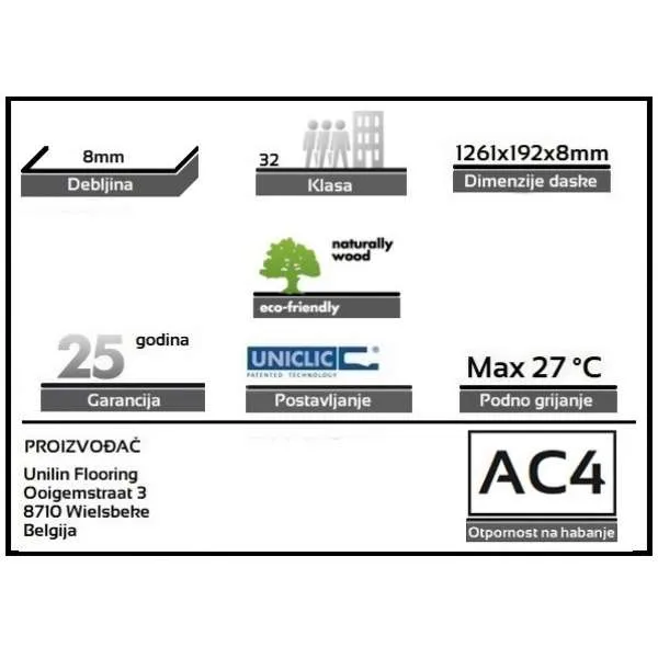 LAMINAT  8mm/Kl.32 DISFLOOR TOP 34866x HRAST VINTAGE BLANCO, RASPOLOŽIVO 4,19 m2 