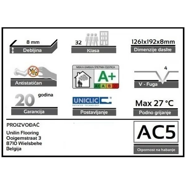 LAMINAT  8mm/Kl.32 LOC 371x SMOKE BROWN OAK, RASPOLOŽIVO 5,569m2 
