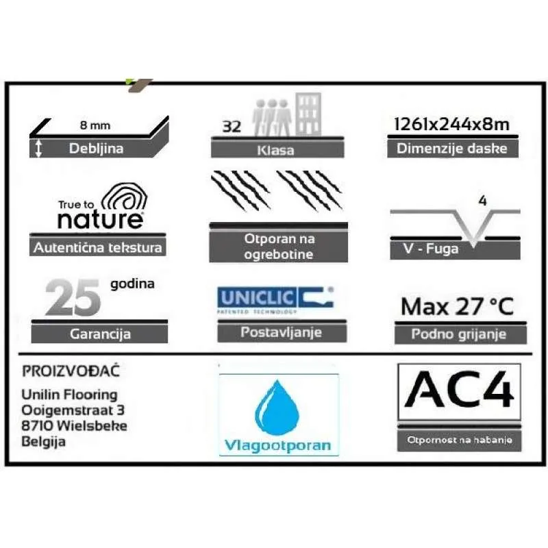 LAMINAT 8mm/Kl.32 EVEREST 61114x SUMMER OAK, RASPOLOŽIVO 14,462m2