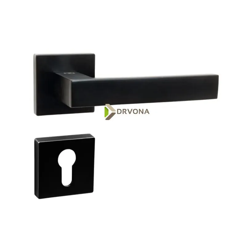 KVAKA QUADRO CRNA MAT ROZETA CILINDAR 20467 