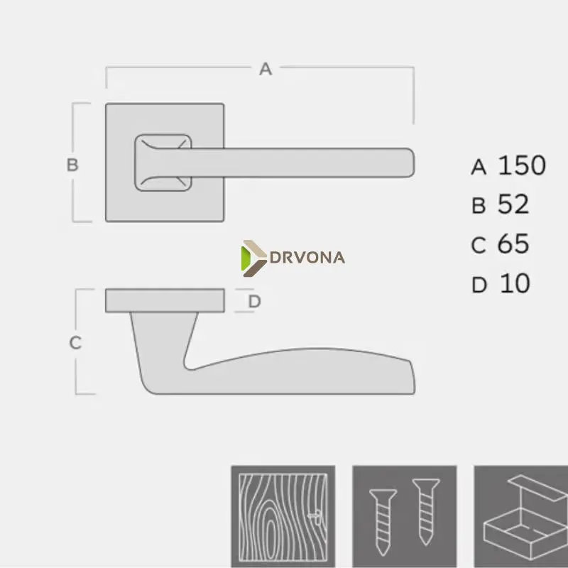 KVAKA ELITE CRNA MAT KVADR.ROZETA KLJUČ 20458 110132 