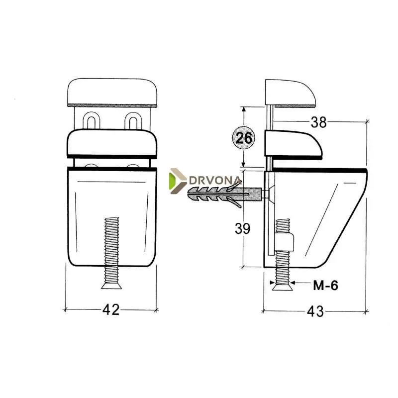 NOSAČ POLICA 4-26mm INOX SATIN 103337164
