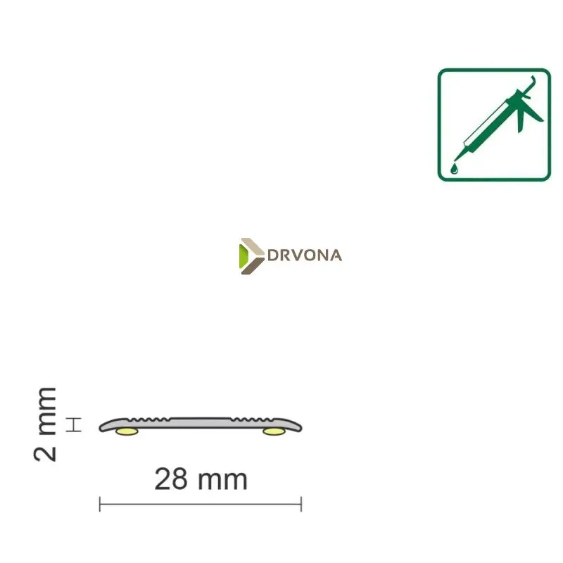 ALU PROFIL SIMPLE-FIX 23 90/SREBRNI SAMOLJEPLJIVI PRIJELAZNI RAVNI 28mm 