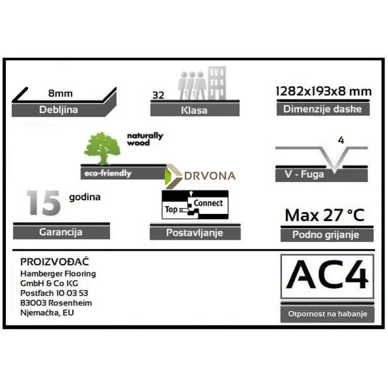 LAMINAT 8mm/Kl.32 HARO DAILY EDITION 541 346x HRAST CALLA NATURE p=1,98 m2