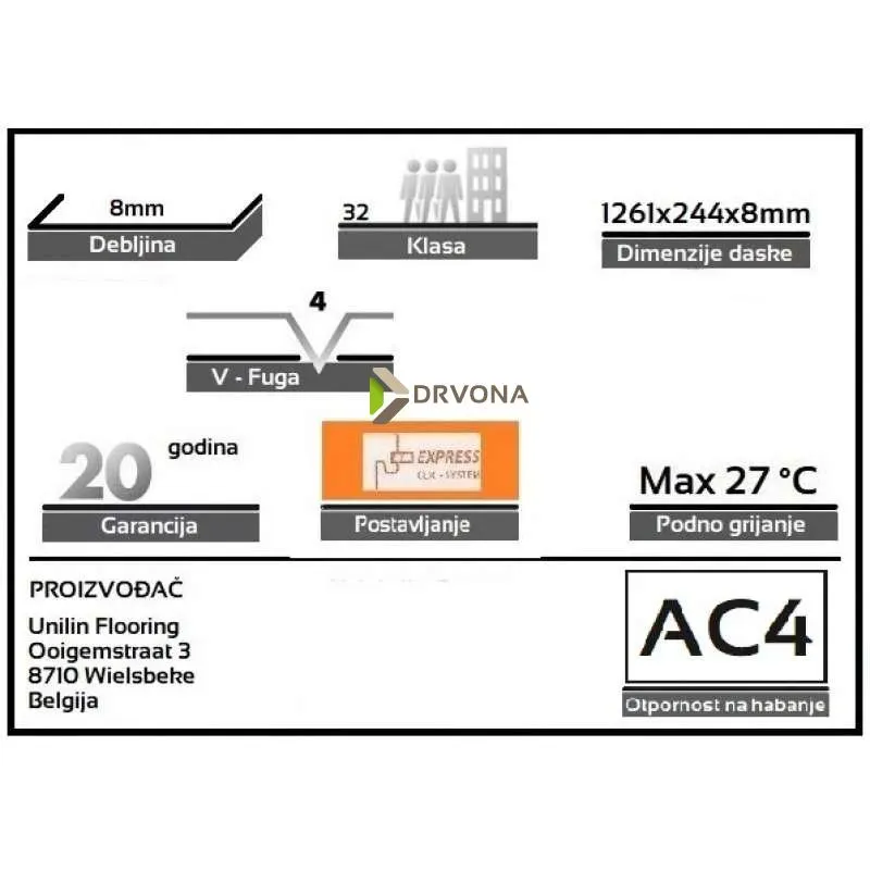 LAMINAT 8mm/Kl.32 ENDLESS 2V 917x LONG ISLAND RASPOLOŽIVO 9,846m2