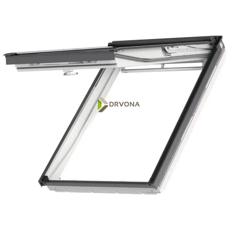VELUX PREMIUM KROVNI PROZOR, BIJELA BOJA, DVOSTRUKI OVJES, DONJA RUČKA, STAKLO 68 