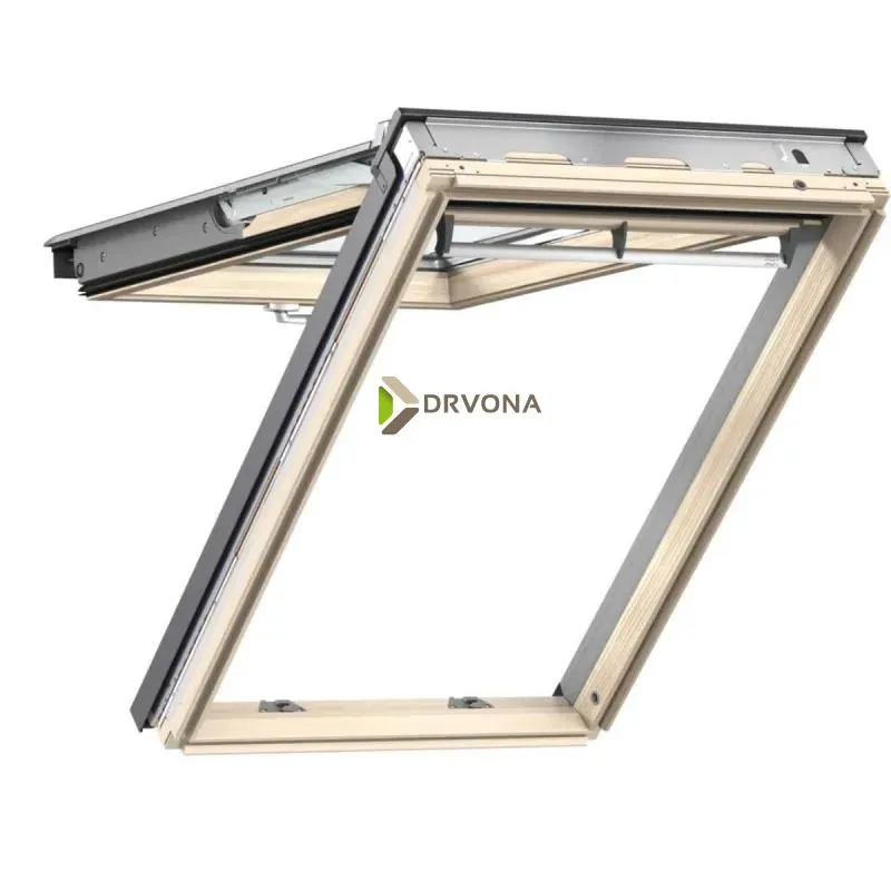 VELUX PREMIUM KROVNI PROZOR, BEZBOJNI LAK,DVOSTRUKI OVJES, DONJA RUČKA, STAKLO 68 