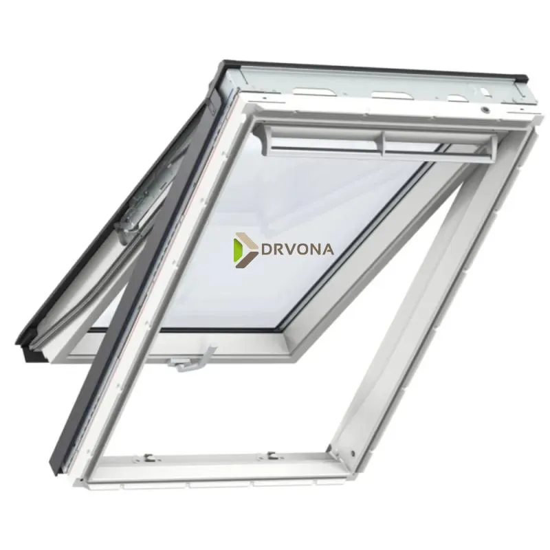 VELUX KROVNI PROZOR, BIJELI POLIURETAN, DVOSTRUKI OVJES, DONJA RUČKA, STAKLO 70 