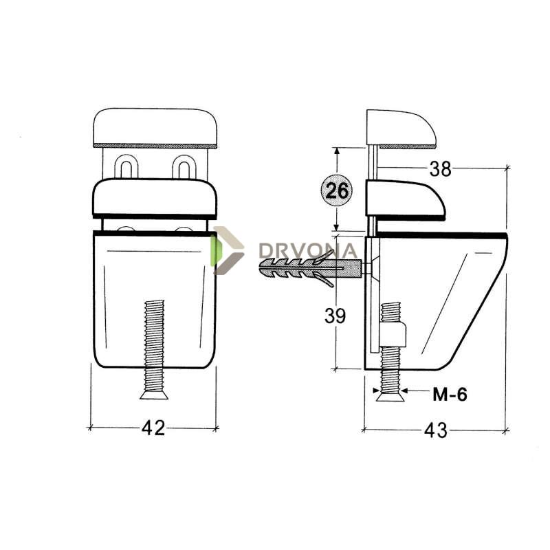 NOSAČ POLICA 4-26mm INOX SATIN 103337164