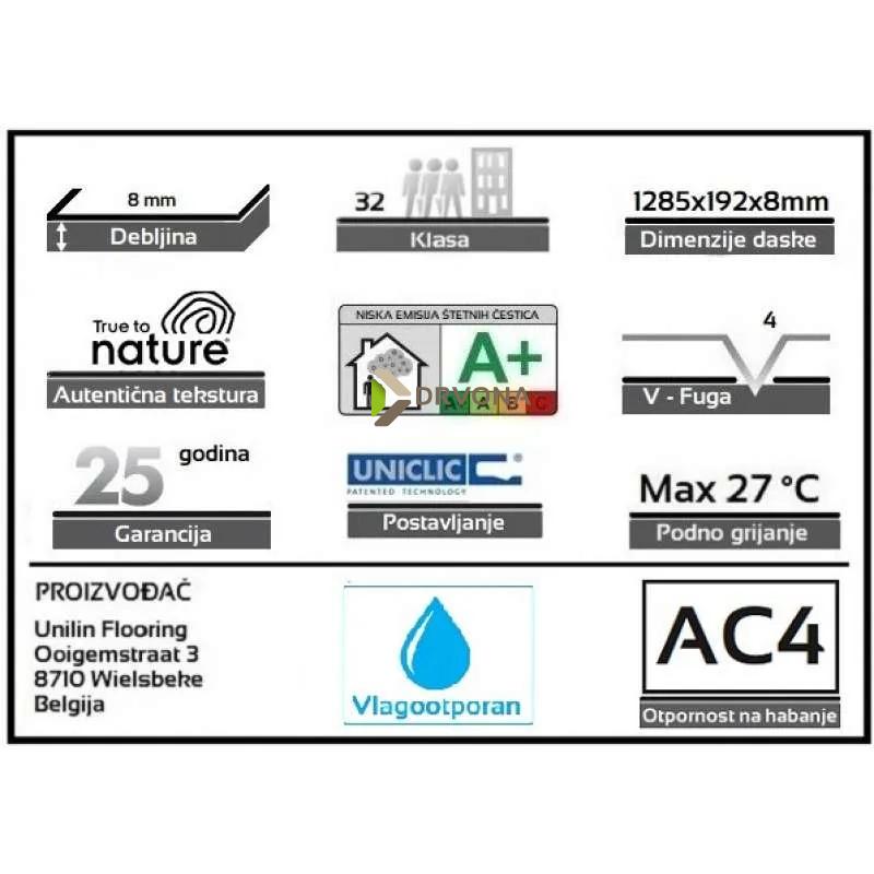 LAMINAT  8mm/Kl.32 EVEREST 61115x MAGMA OAK, RASPOLOŽIVO 14,77m2 